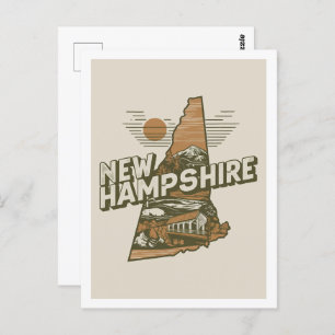 Carte Postale New Hampshire Retro Voyage Design Iconique États-U