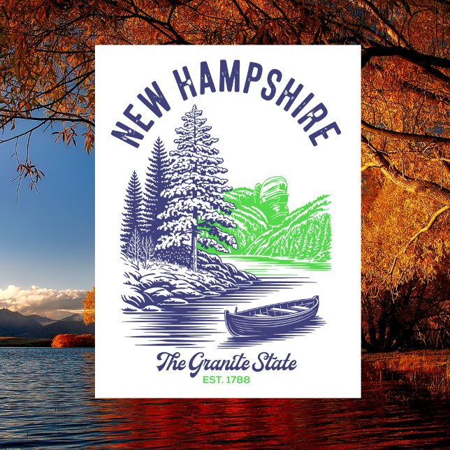 Carte Postale New Hampshire The Granite State Est. 1788 Lakeside (New Hampshire)