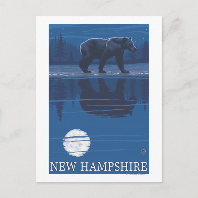 Carte Postale New HampshireBear au clair de lune (Devant)