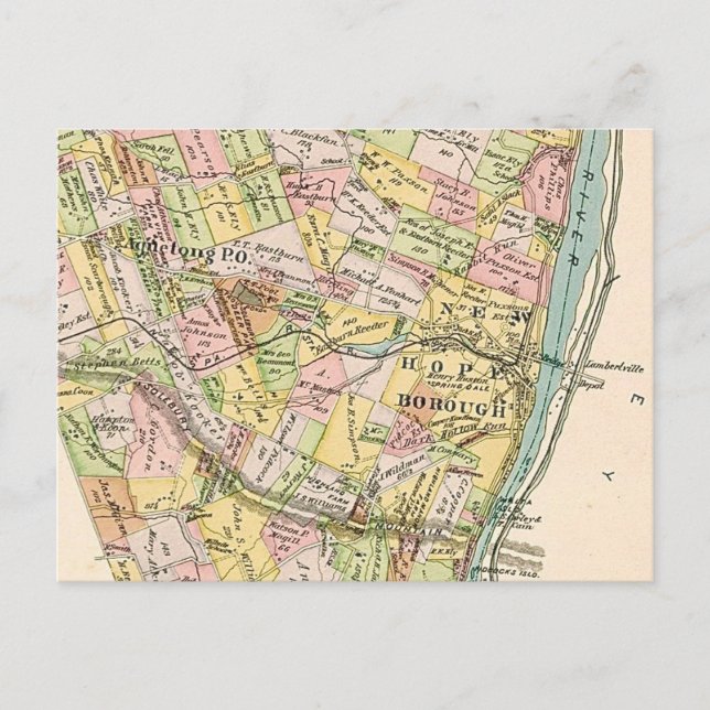 Carte Postale New Hope PA Vintage Map Postcard (Devant)