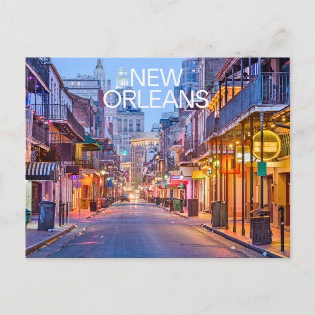 Carte Postale New Orleans Louisiana Bourbon Street Night (Devant)
