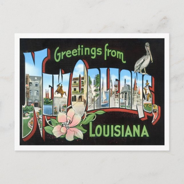 Carte postale New Orleans, Louisiane Big Letters (Devant)