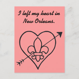 Carte Postale New Orleans Love Heart & Fleur De Lis