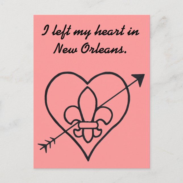 Carte Postale New Orleans Love Heart & Fleur De Lis (Devant)