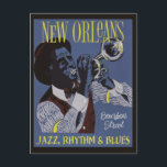 Carte postale New Orleans Music<br><div class="desc">Fait d'une affiche de voyage vintage. Voir mon magasin pour plus d'articles avec cette image.</div>