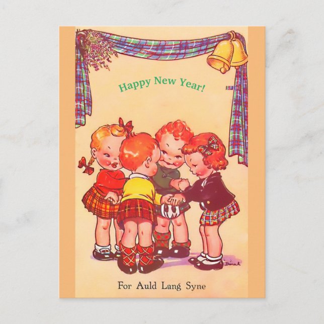 Carte Postale New Year Cute Royaume-Uni (copie) des années 1940  (Devant)