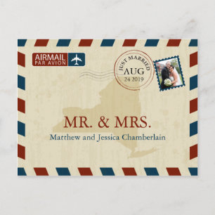 Carte Postale New York Airmail   Merci Mariage
