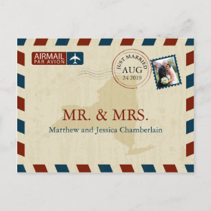 Carte Postale New York Airmail Remerciements pour mariage