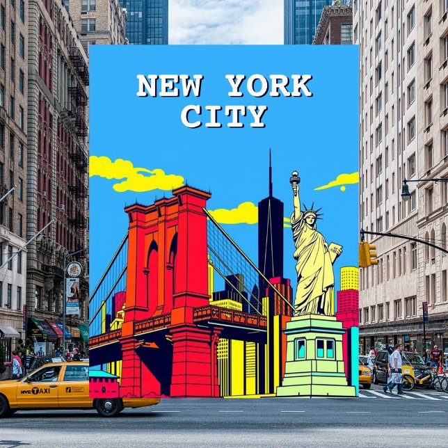 Carte Postale New York City Bright Art Travel (New York City Bright Art Travel Postcard)