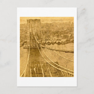 Carte Postale New York City Brooklyn Bridge Construction 1870