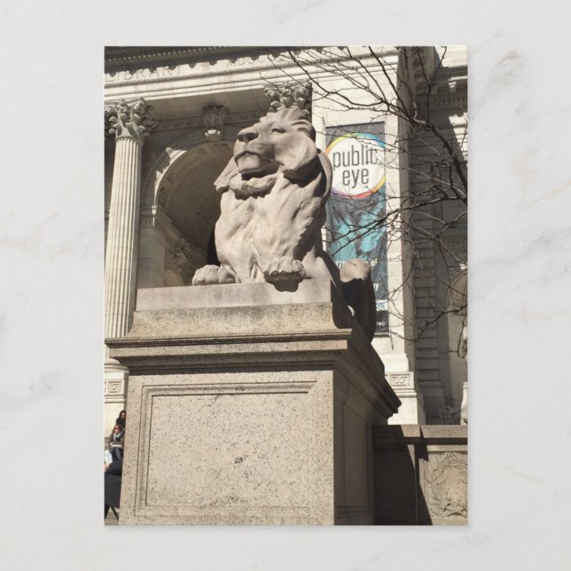 Carte Postale New York City NYC Public Library Lion Statue (Devant)