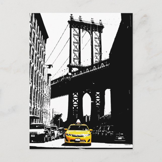 Carte Postale New York City Nyc Yellow Taxi Pop Art (Devant)