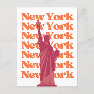 Carte Postale New York City Pink Orange NYC Travel