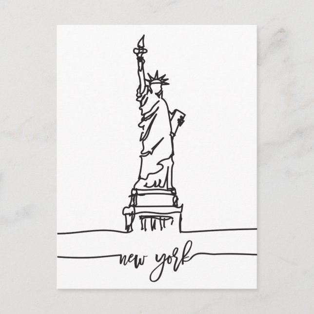 Carte Postale New York City Skyline Lady Liberty Statue (Devant)