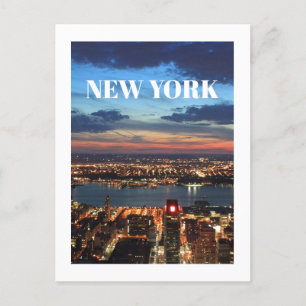 Carte Postale New York City Skyline Night Lights Bâtiments Riviè