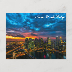 Carte Postale New York City Skyline pour la nuit Photo Voyage