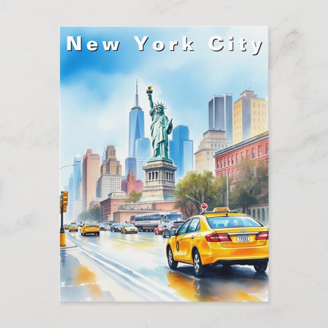 Carte Postale New York City USA Travel Watercolor  (Devant)