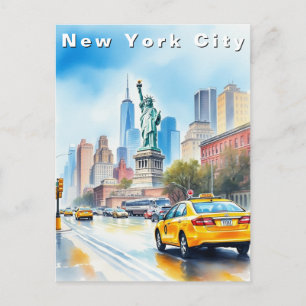 Carte Postale New York City USA Voyage Aquarelle