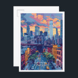Carte Postale New York City Vintage voyage d'art américain<br><div class="desc">New York City États-Unis Art Vintage illustration du lieu de voyage</div>