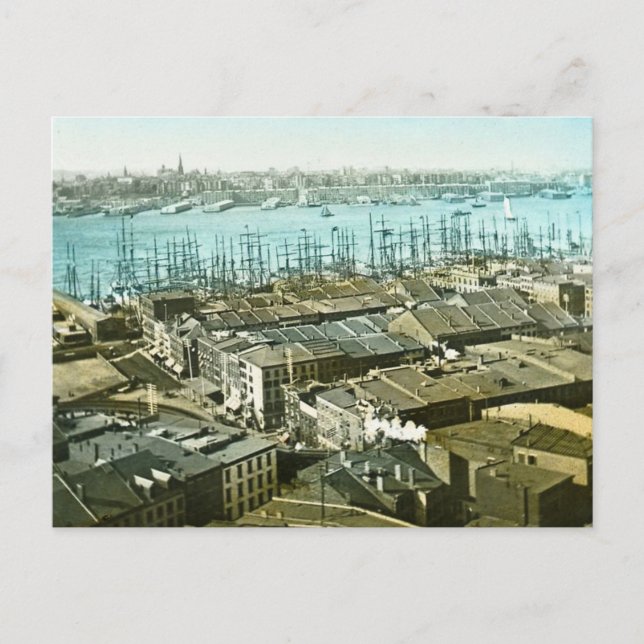 Carte Postale New York City Wharves 1875 Diapositive de lanterne (Devant)