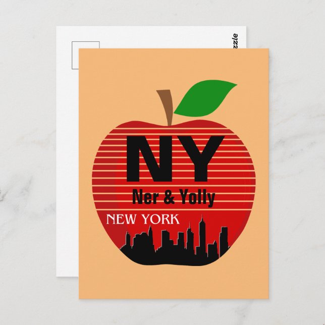 Carte Postale New York Custom Noms La Grosse Pomme (Devant / Derrière)
