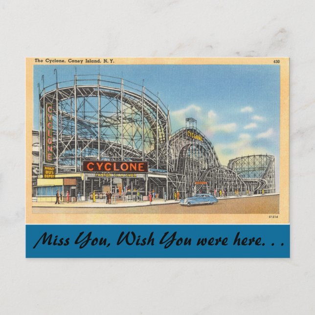 Carte Postale New York, cyclone, Coney Island (Devant)