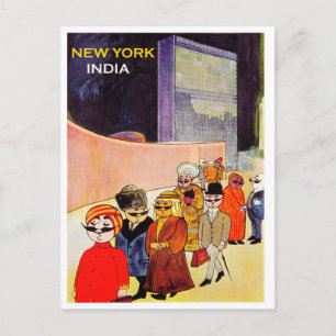 Carte Postale New York India, affiche vintage de la compagnie aé
