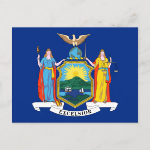 Carte Postale New York : l'Empire State, Drapeau de la grosse po