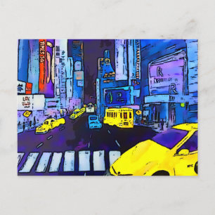 Carte Postale New York NYC Original Art Times Carré