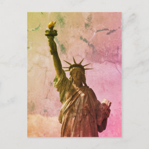 Carte Postale New York NYC ville couleur vintage statue liberté