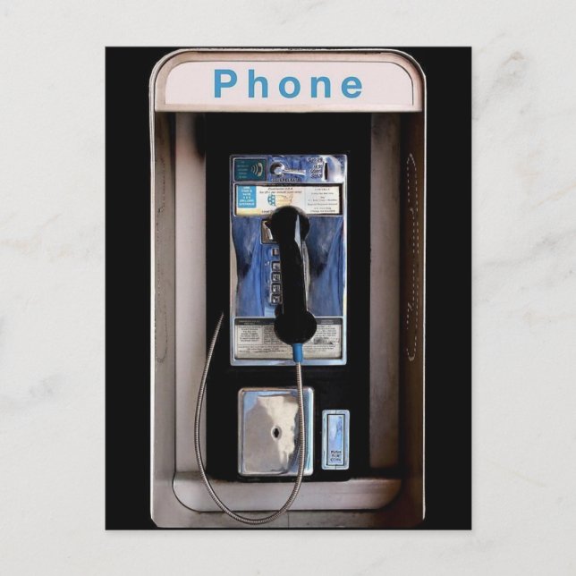 Carte Postale New York Public Pay Phone, Retro Phone Booth (Devant)