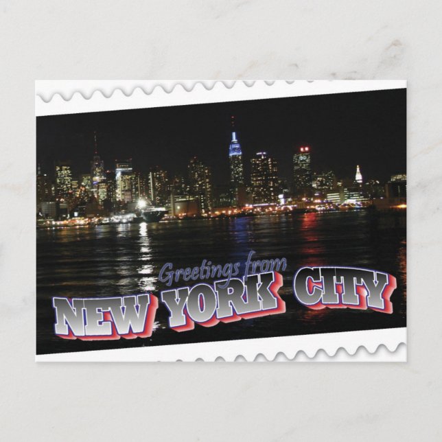Carte Postale New York Skyline à Night Empire State (Devant)