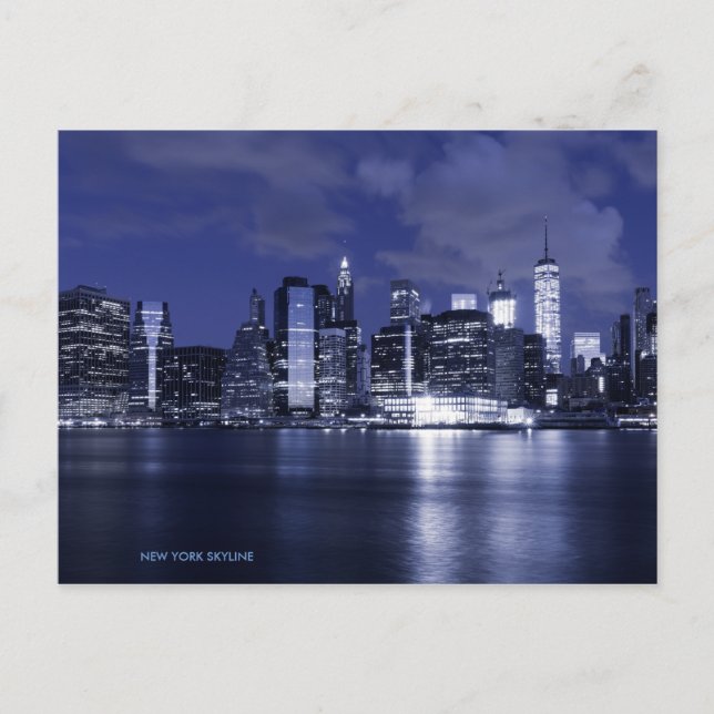 Carte Postale New York Skyline Bathed in Blue (Devant)