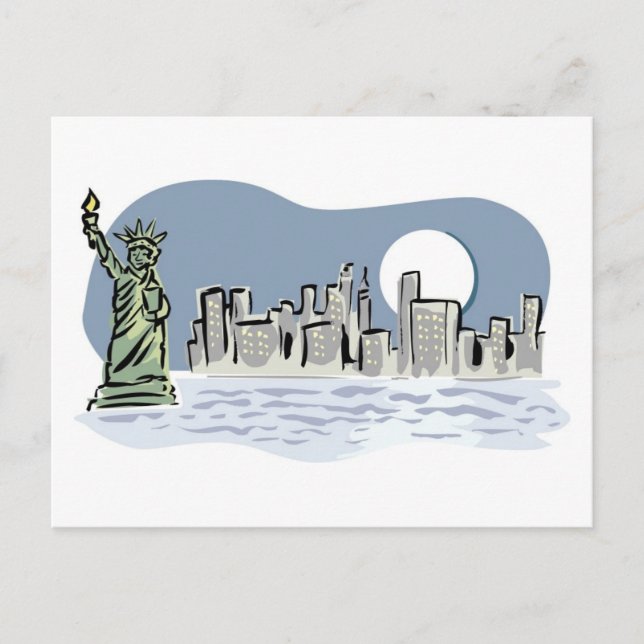 Carte Postale New York Skyline par Moonlight (Devant)