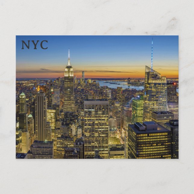 Carte Postale New York Skyline Sunset Travel Photo (Devant)