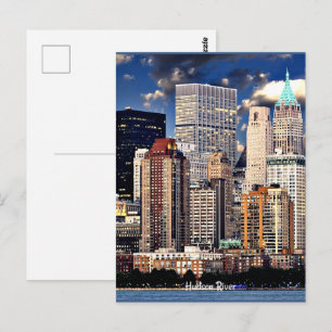 Carte Postale New York Skyline, Voilier sur la rivière Hudson
