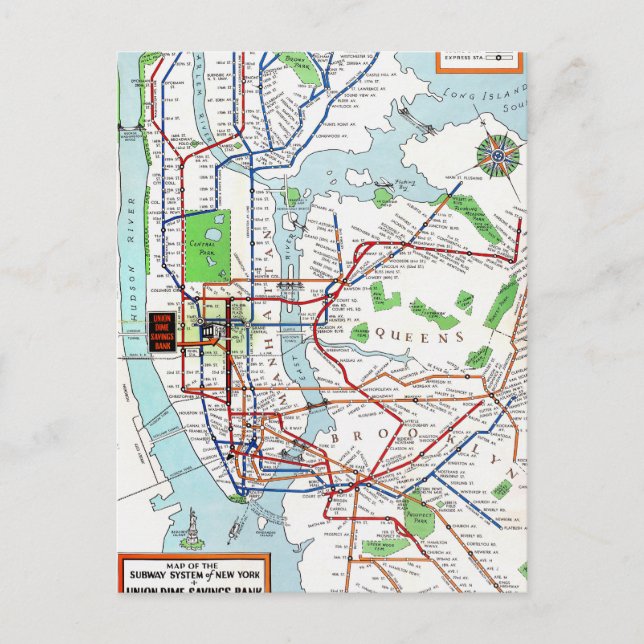 Carte Postale New York : Souterrain Map, 1940 (Devant)