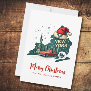 Carte Postale New York State Joyeux Noël Retro Personnalisé
