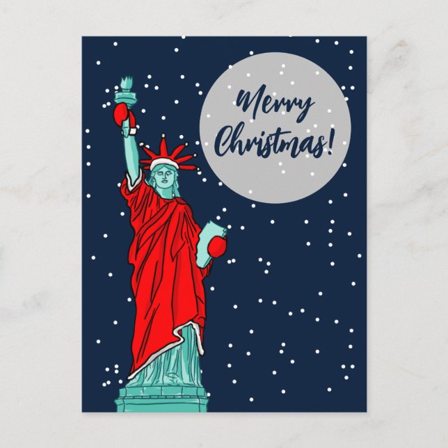 Carte Postale New York Statue de la liberté Noël hiver (Devant)