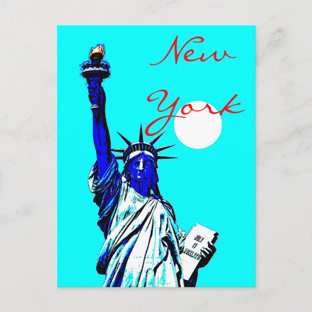 Carte postale New York Statue of Liberty Blue Pop  (Devant)
