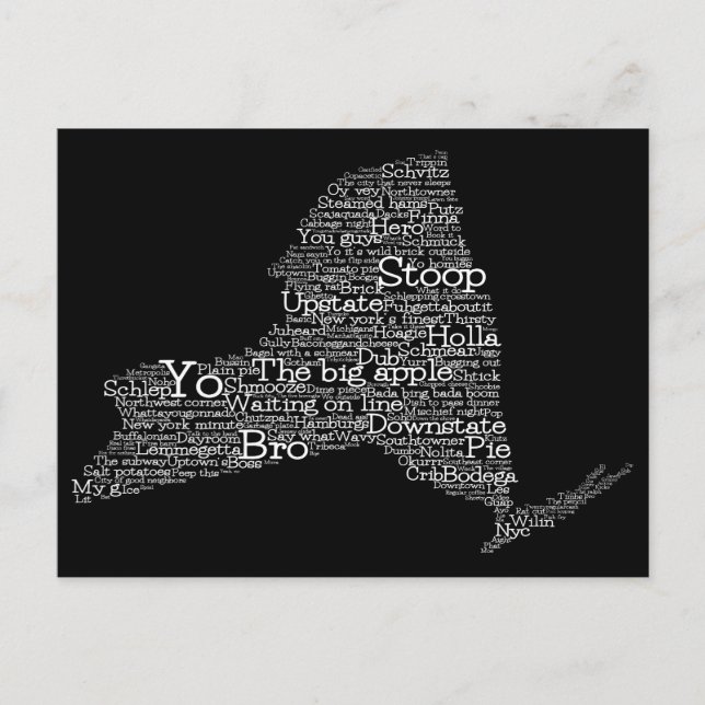 Carte postale New York USA Slang Word Art Map (Devant)