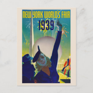 Carte Postale New York World's Fair 1939 Poster vintage