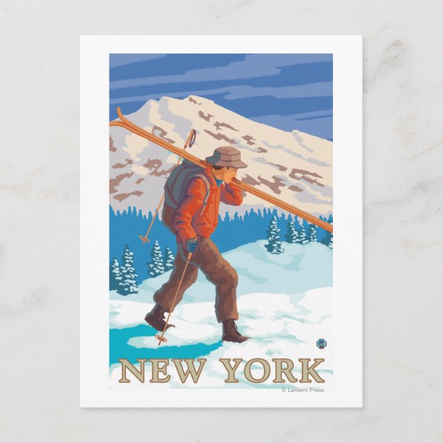 Carte Postale New YorkSkier Carrying Skis (Devant)