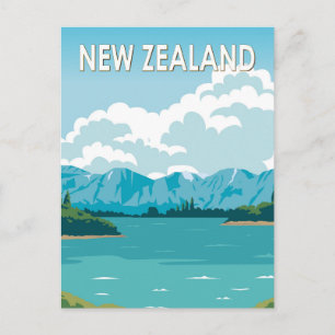 Carte Postale New Zealand Lake Wanaka Otago Travel Art Vintage