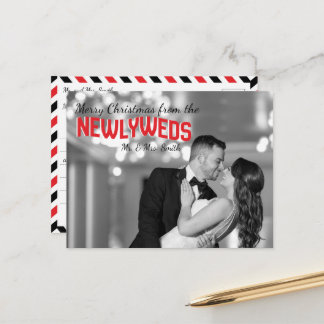 Carte Postale Newlyweds Christmas Holiday Photo Postcards