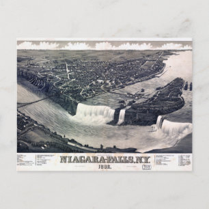 Carte Postale Niagara Falls dessin Vintage 1882 Restauré