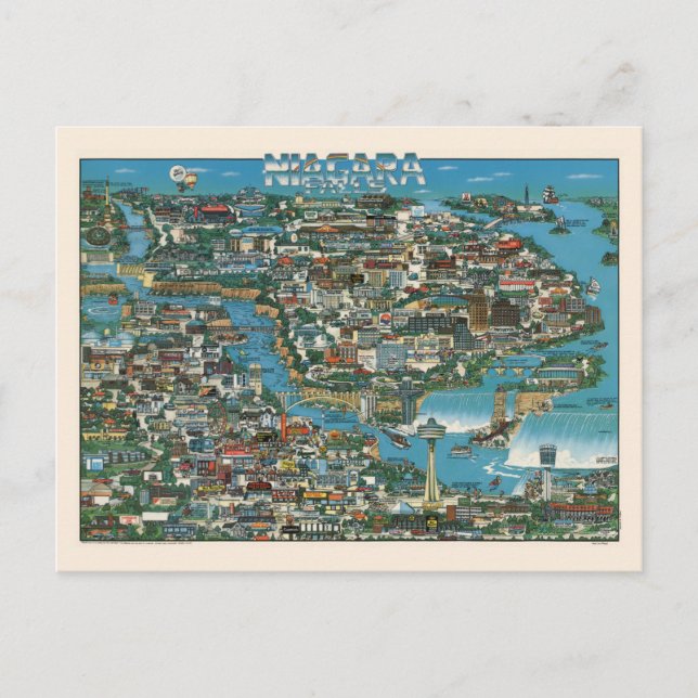 Carte Postale Niagara Falls Map (Devant)