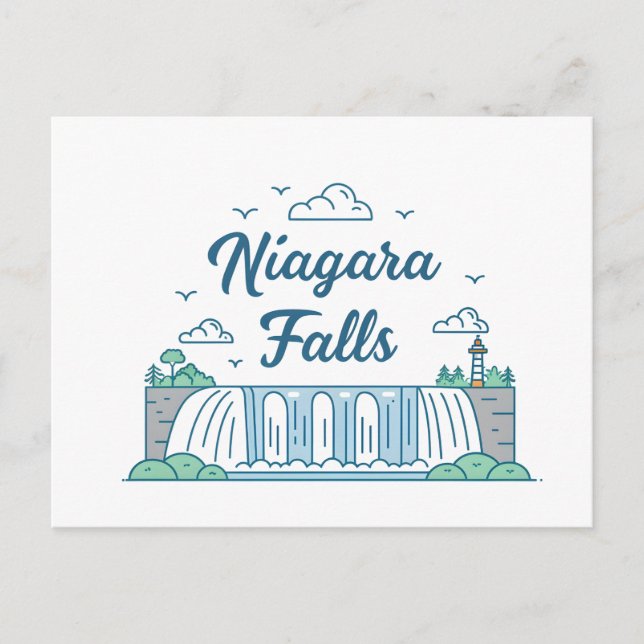 Carte Postale Niagara Falls Minimal Flat Design Illustration (Devant)