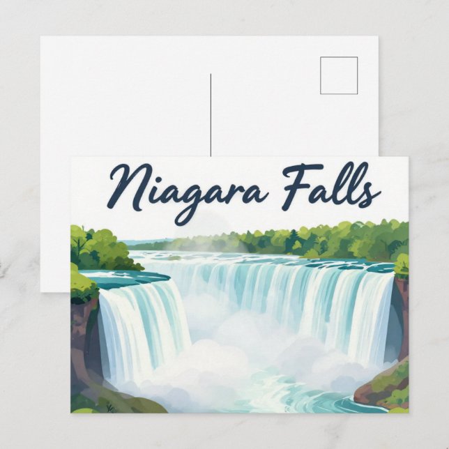 Carte Postale Niagara Falls Painterly Landscape Illustration (Devant / Derrière)