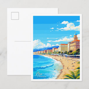 Carte Postale Nice France Angleterre Voyage Vintage illustration